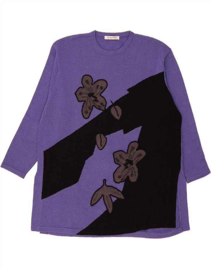 JAQUES VERT Womens Plus Size Crew Neck Jumper Sweater UK 14 Medium Purple Vintage Jaques Vert and Second-Hand Jaques Vert from Messina Hembry 