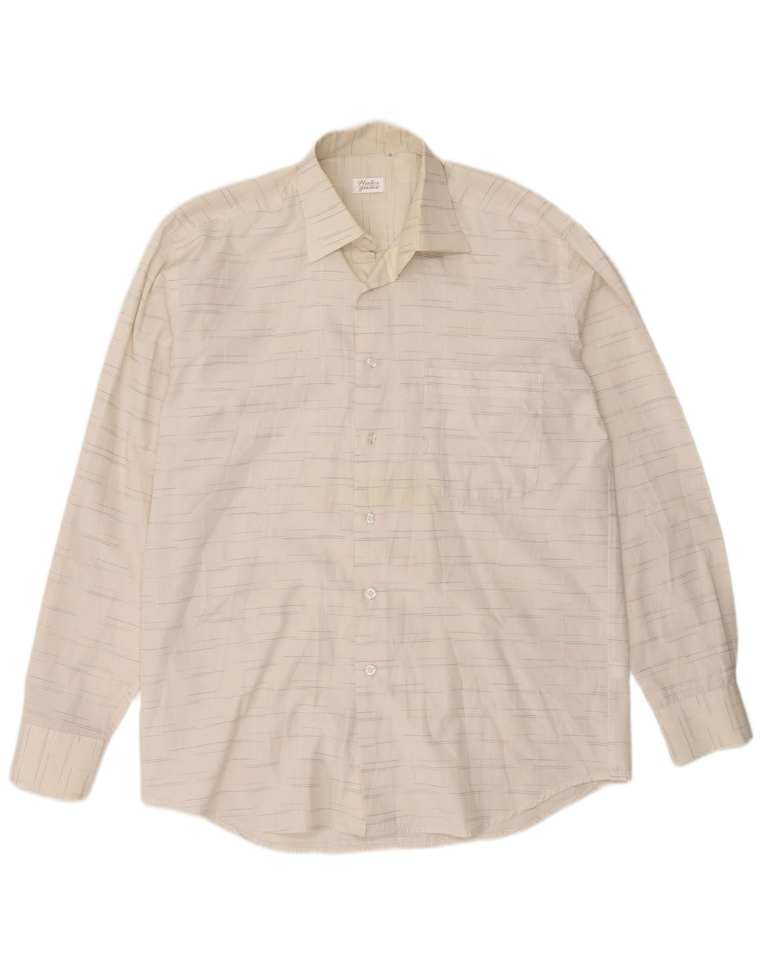 Camicia da uomo vintage in cotone gessato bianco medio