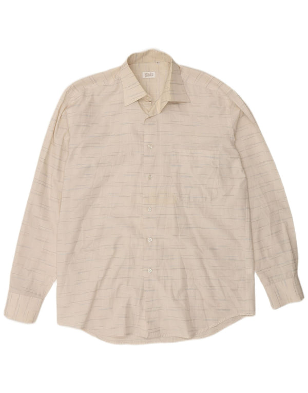 Camicia da uomo vintage in cotone gessato bianco medio