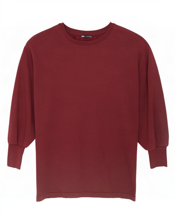 Abito maglione in felpa da donna Zara UK 14 grande cotone bordeaux
