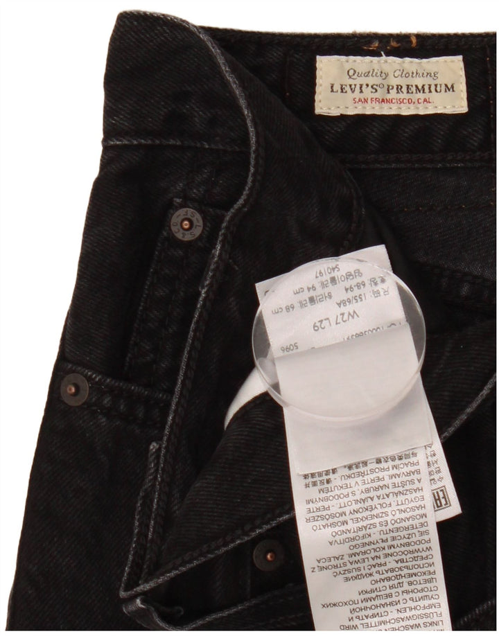 Jeans dritti slim a vita alta da donna LEVI'S W27 L29 cotone nero