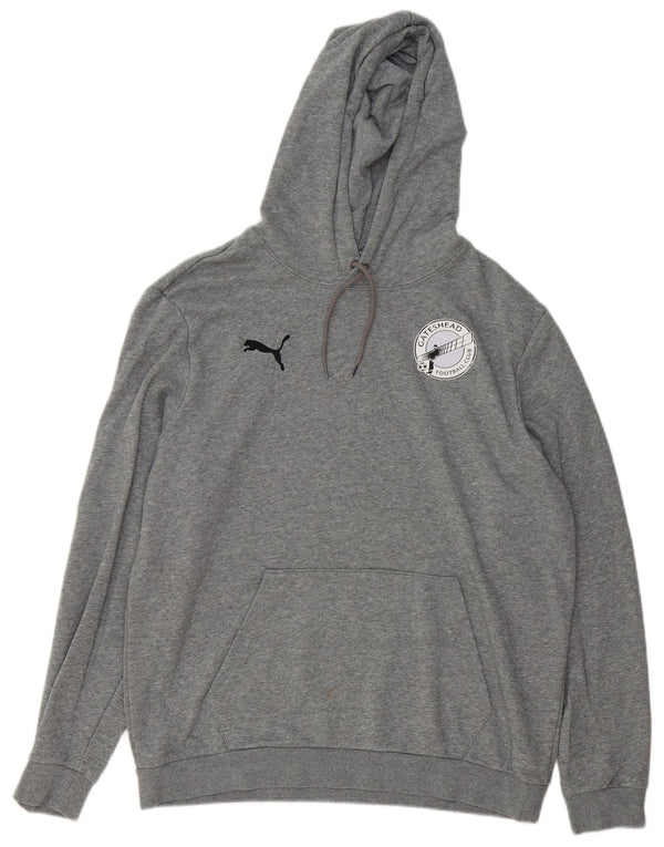 Felpa con cappuccio da uomo Puma Large in cotone chiazzato grigio
