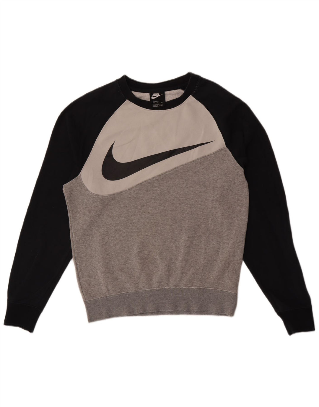 Felpa con grafica Nike da uomo, piccola, in cotone color block grigio