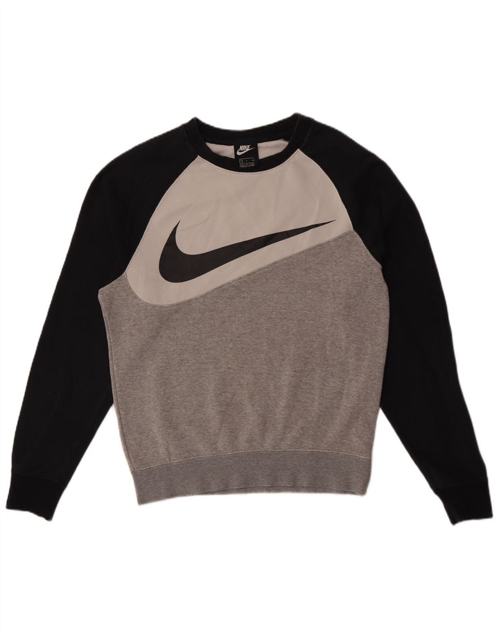 Felpa con grafica Nike da uomo, piccola, in cotone color block grigio