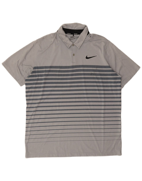 Polo Nike da uomo Dri Fit XL in poliestere a righe grigie