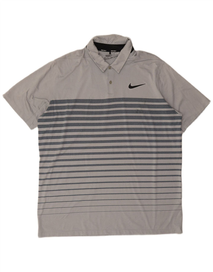 Polo Nike da uomo Dri Fit XL in poliestere a righe grigie