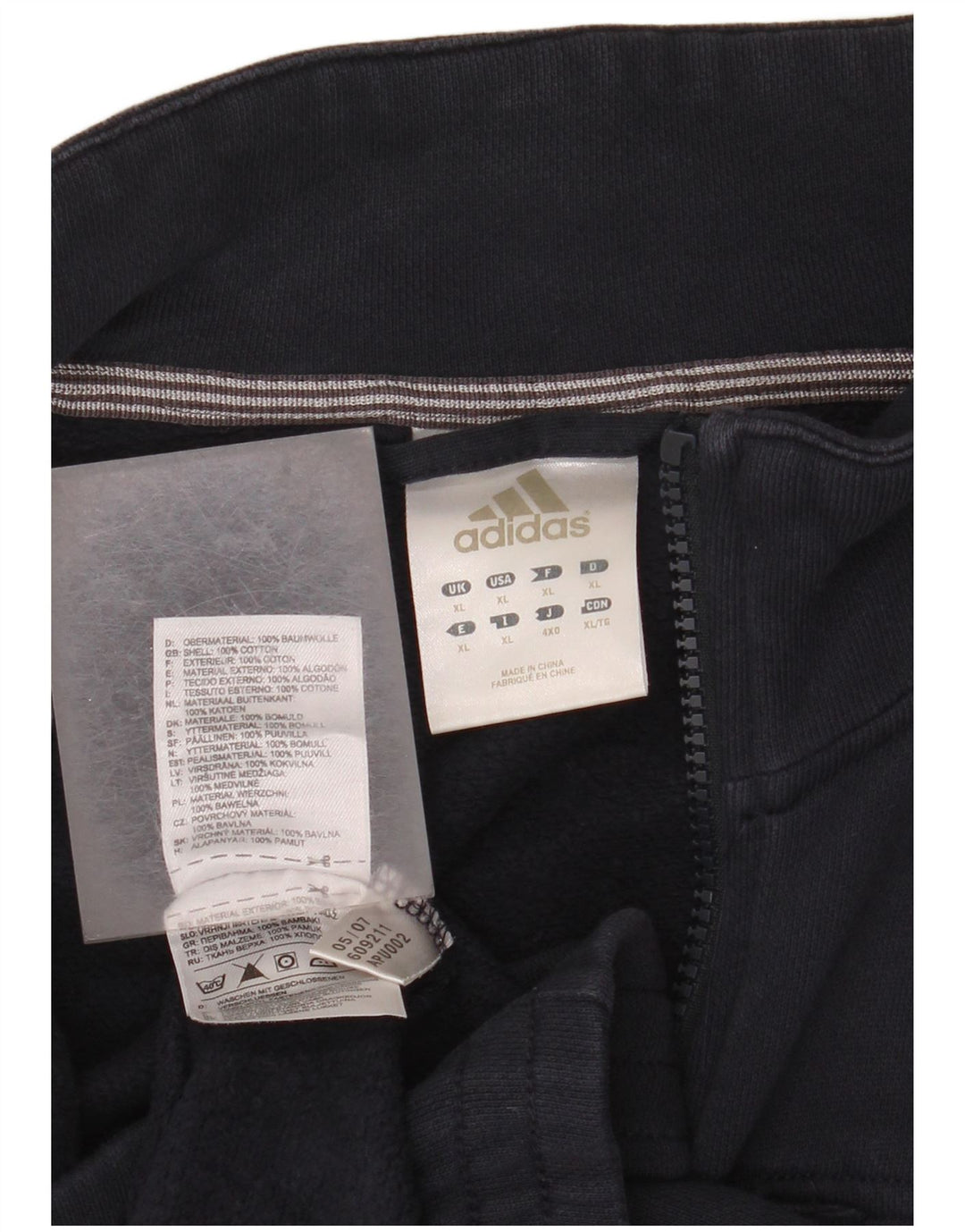 Giacca da ginnastica da uomo Adidas XL in cotone blu navy