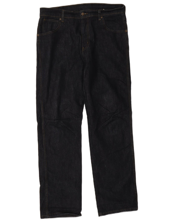Jeans dritti da uomo Wrangler vestibilità regolare W35 L32 cotone blu navy