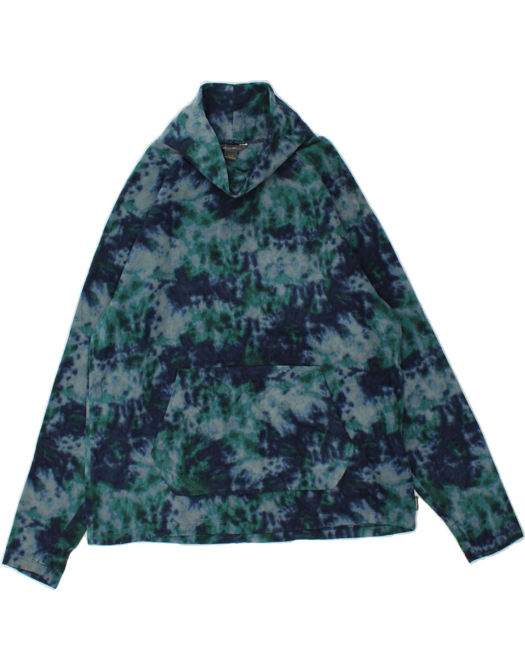 EDDIE BAUER Womens Fleece Jumper UK 16 Large Blue Tie Dye Polyester Vintage Eddie Bauer and Second-Hand Eddie Bauer from Messina Hembry 