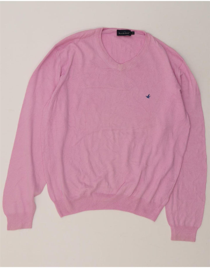 Maglione da uomo con scollo a V Brooksfield IT 48 cotone rosa medio
