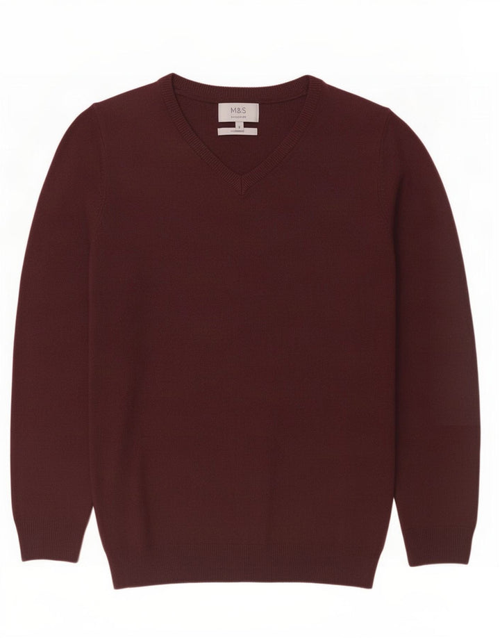 Maglione da uomo Marks & Spencer con scollo a V piccolo cashmere marrone