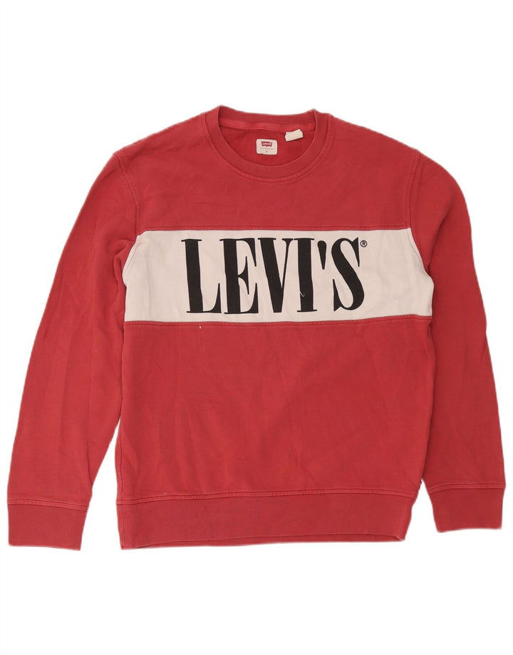 Levi's Felpa con grafica da uomo Maglione piccolo in cotone color block rosa