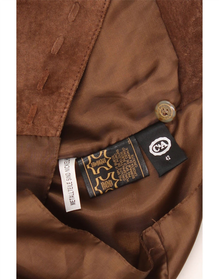 C&A Womens Suede Gilet EU 42 Large Brown Leather