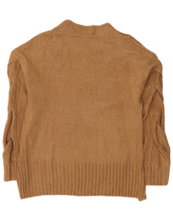 Maglione maglione a collo alto da donna Dkny UK 14 Acrilico marrone medio