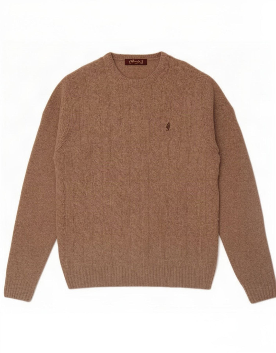 Marlboro Classics Maglione girocollo da uomo in lana d'agnello beige grande