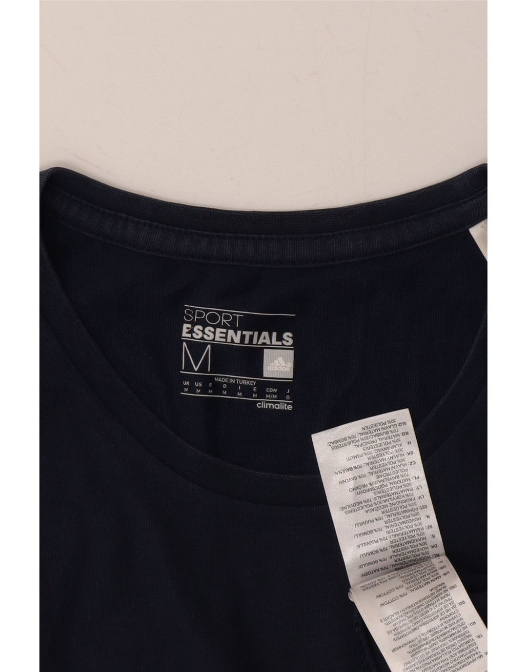 ADIDAS Mens Climalite Graphic T-Shirt Top Medium Navy Blue Cotton Vintage Adidas and Second-Hand Adidas from Messina Hembry 