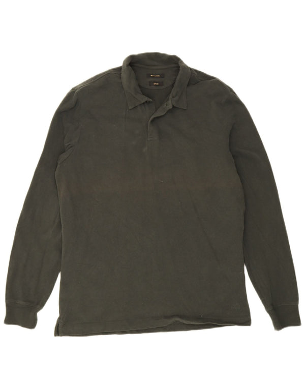 Polo da uomo a maniche lunghe vestibilità casual Massimo Dutti in cotone verde medio