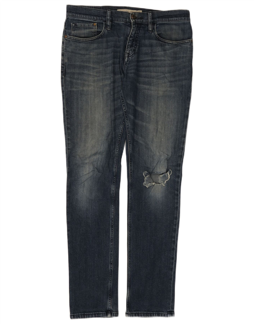 CALVIN KLEIN Jeans slim invecchiati da uomo W32 L34 cotone blu