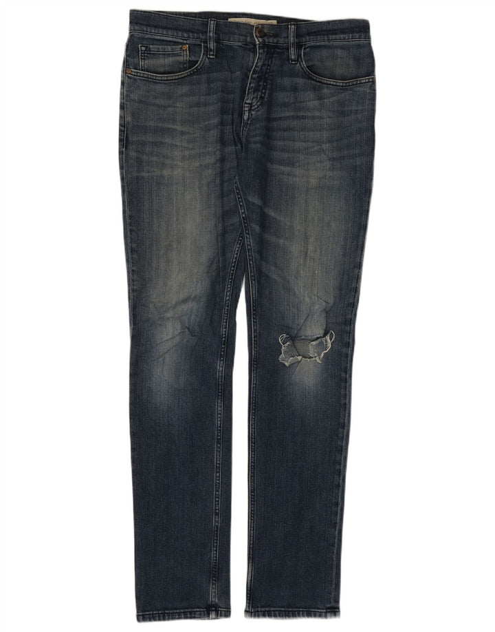 CALVIN KLEIN Jeans slim invecchiati da uomo W32 L34 cotone blu
