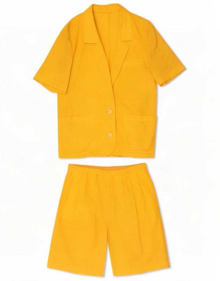 Set vintage da donna a 2 bottoni IT 46 grande W32 Giallo