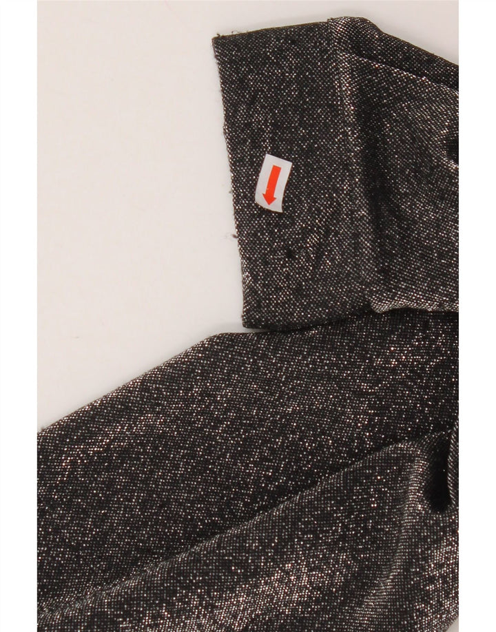 Camicetta camicia oversize da donna VINTAGE UK 16 grande poliestere chiazzato nero