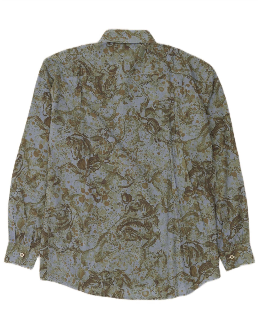 Camicia Vintage da Uomo in Viscosa Stampa Animalier Verde Piccolo