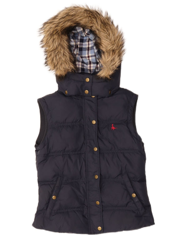 Gilet imbottito con cappuccio da donna Joules UK 8 piccolo blu navy