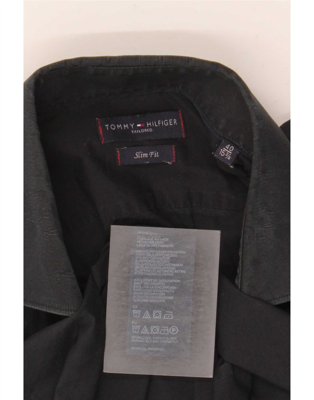 Camicia slim fit sartoriale da uomo Tommy Hilfiger taglia 40 15 3/4 media nera