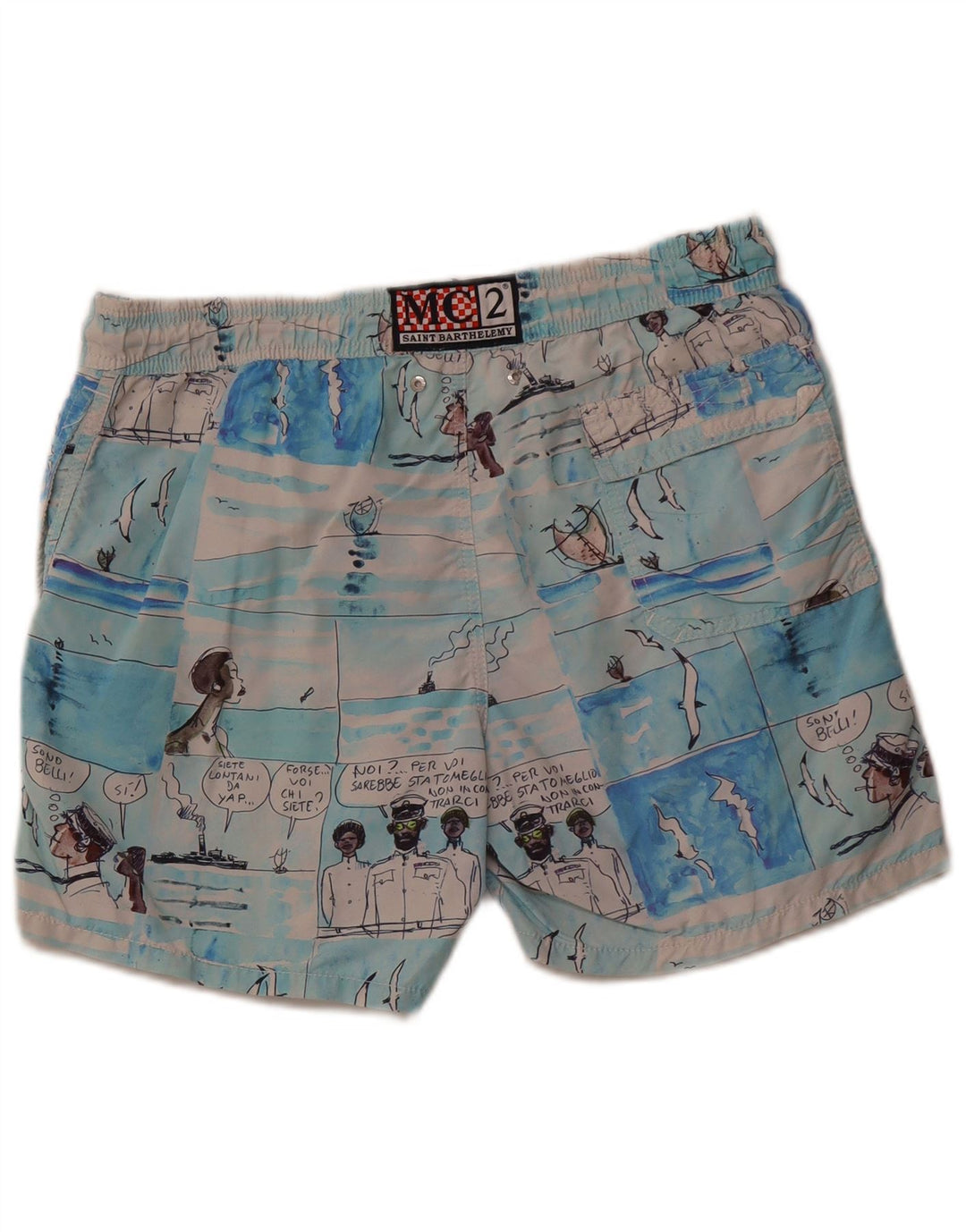 MC2 SAINT BARTH Pantaloncini da bagno da uomo con motivo astratto, grandi in nylon blu