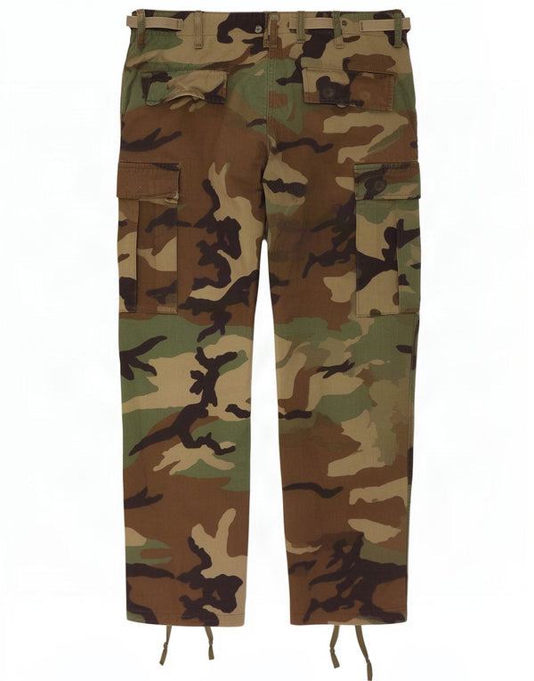 Pantaloni cargo dritti da uomo vintage W38 L30 cotone mimetico kaki