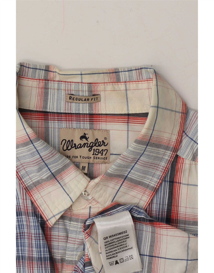 Camicia da uomo Wrangler a maniche corte, vestibilità regolare, in cotone scozzese bianco sporco medio