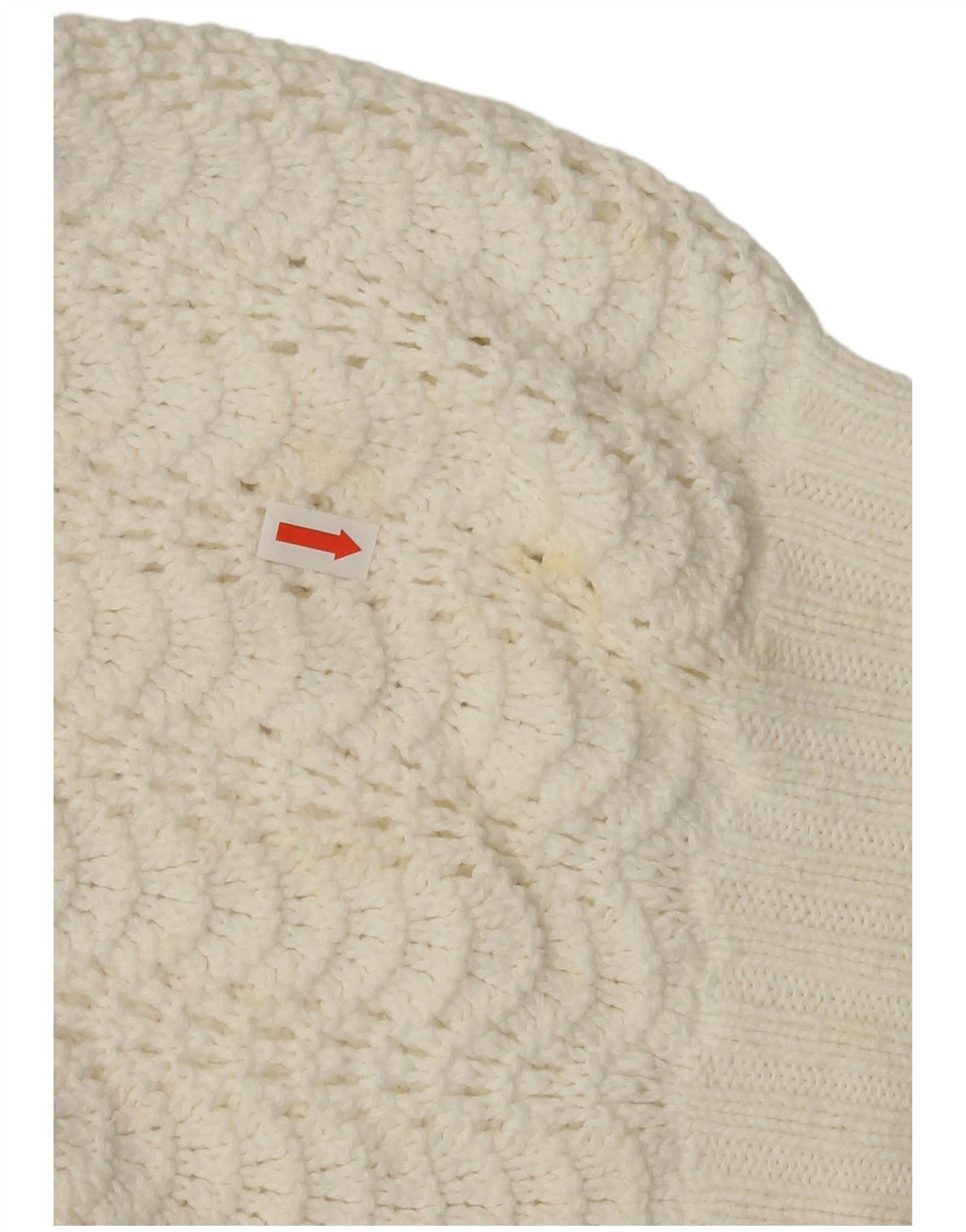 Maglione maglione girocollo a maniche corte da donna VINTAGE UK 14 bianco medio