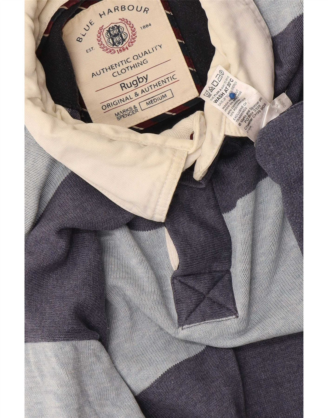 Polo da rugby da uomo Marks & Spencer Blue Harbour a righe blu medio