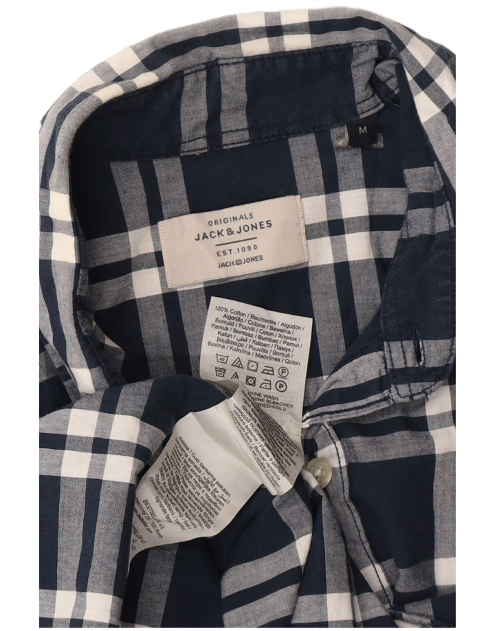 Camicia a maniche corte da uomo Jack & Jones in cotone a quadri blu navy medio