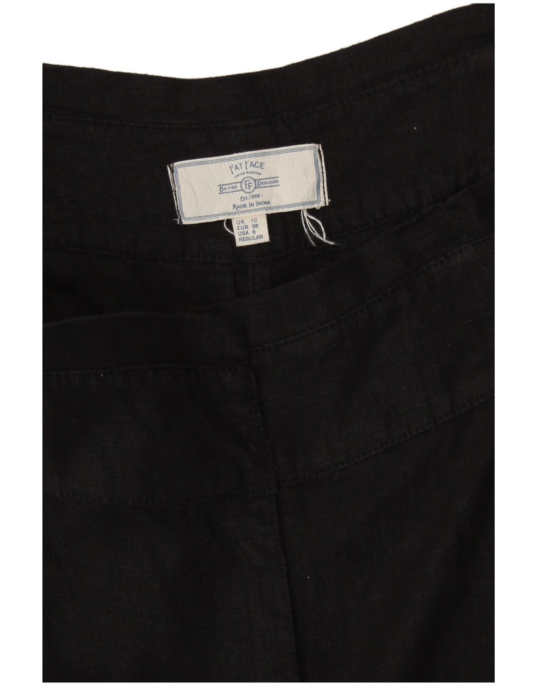 FAT FACE Pantaloni capri da donna a gamba larga UK 10 Small W30 L23 Lino nero