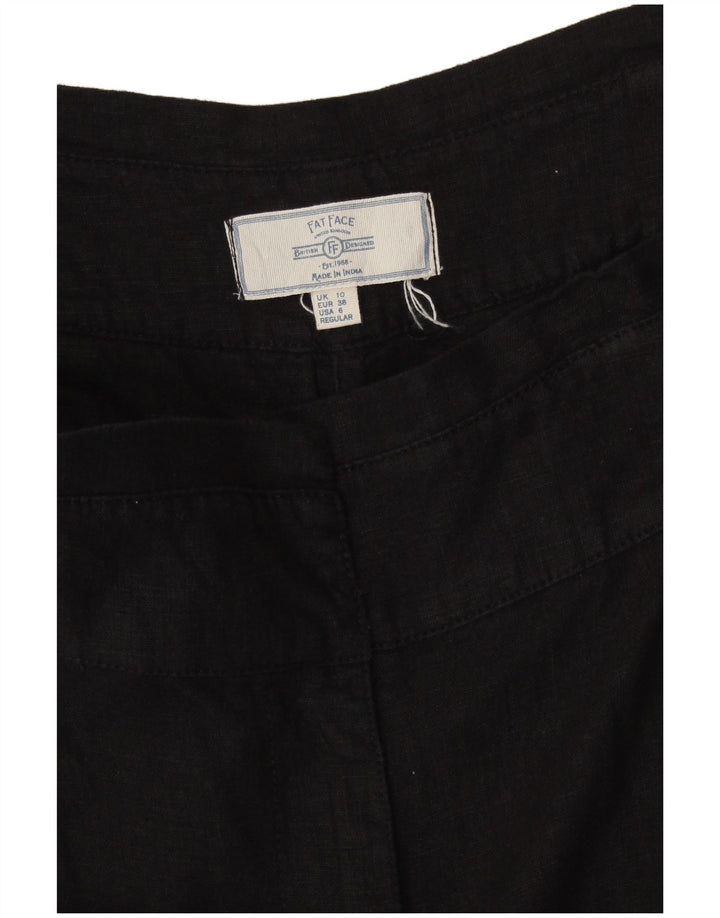 FAT FACE Pantaloni capri da donna a gamba larga UK 10 Small W30 L23 Lino nero