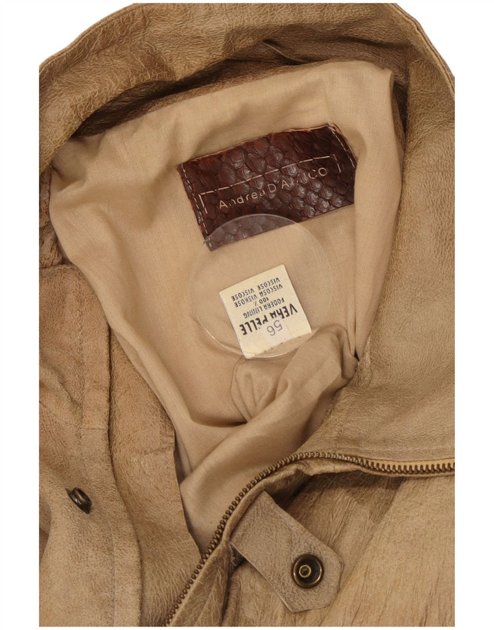 ANDREA D'AMICO Giacca Racer in Pelle Uomo IT 56 XL Pelle Beige