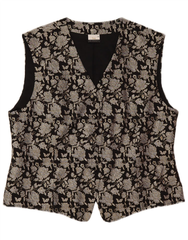 Top corto da donna Tru EU 48 Large nero floreale in poliammide