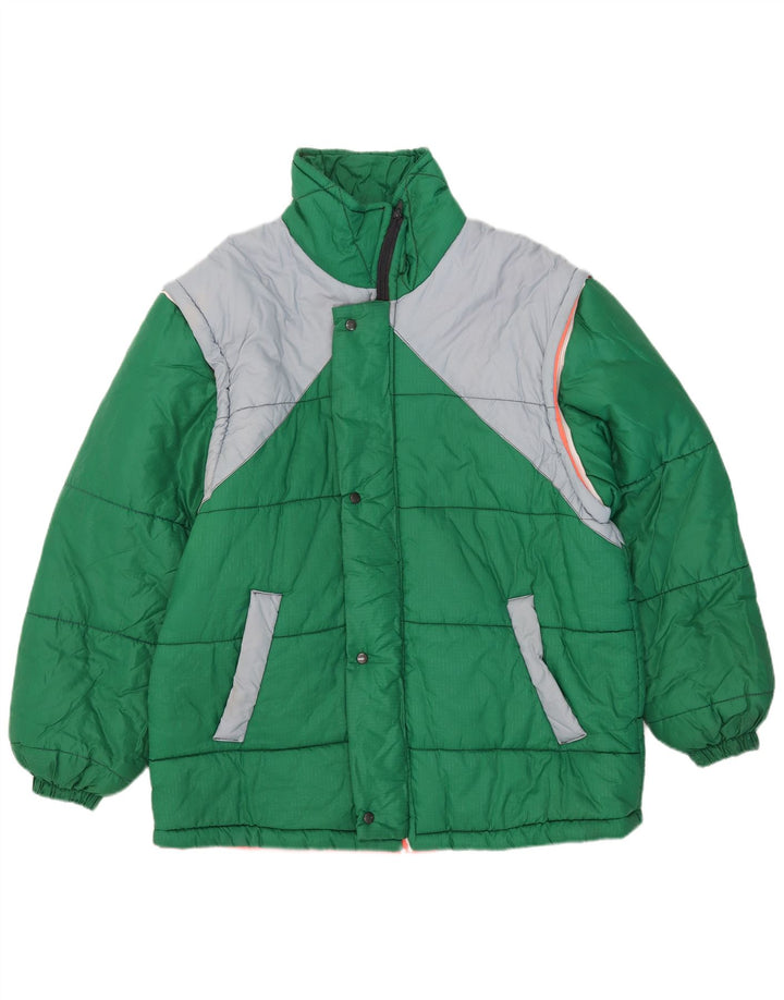 Giacca imbottita vintage da uomo UK 42 XL color block verde