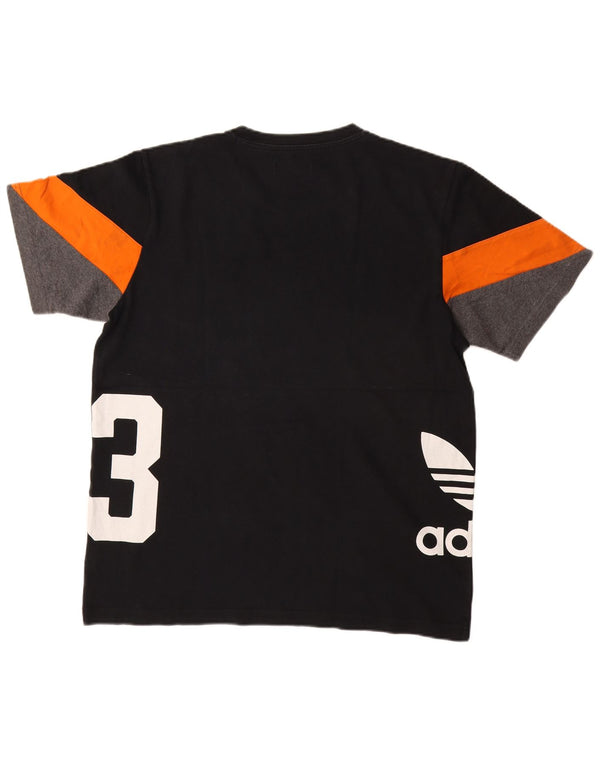 T-shirt grafica da uomo Adidas Top grande in cotone color block nero