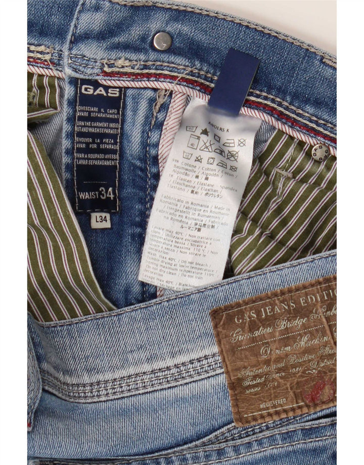 Jeans slim effetto consumato da uomo Gas W34 L34 cotone blu