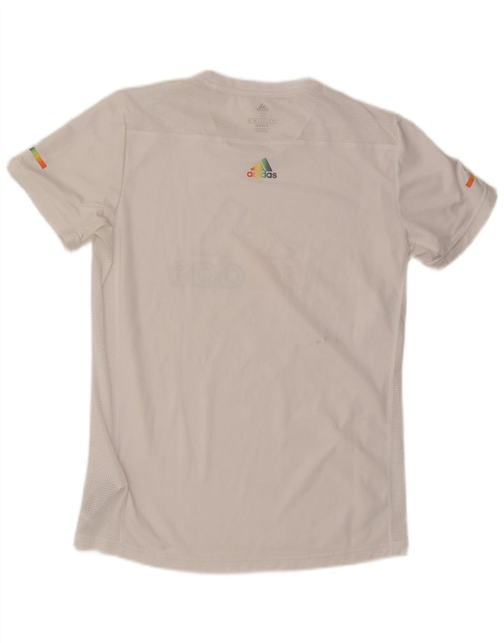 T-shirt grafica da corsa da uomo Adidas Top in poliestere bianco medio