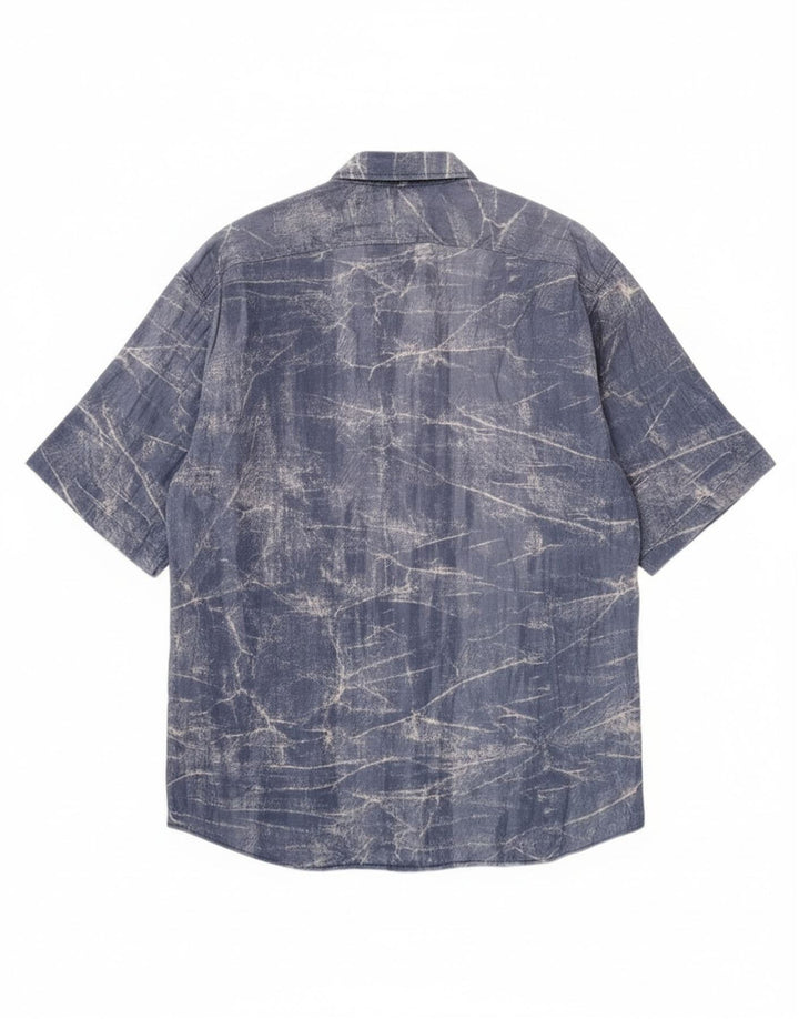 VINTAGE Mens Short Sleeve Shirt Large Blue Tie Dye