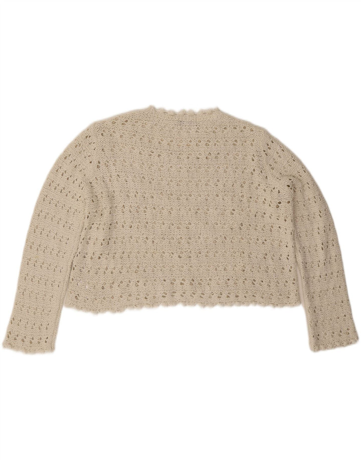 Maglione corto girocollo oversize da donna Zara UK 10 piccolo bianco