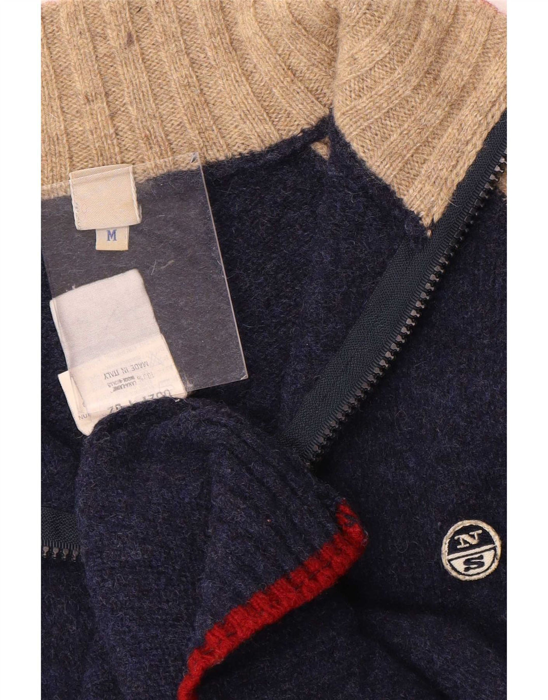 Maglione da uomo North Sails con zip e collo in lana color block medio blu navy