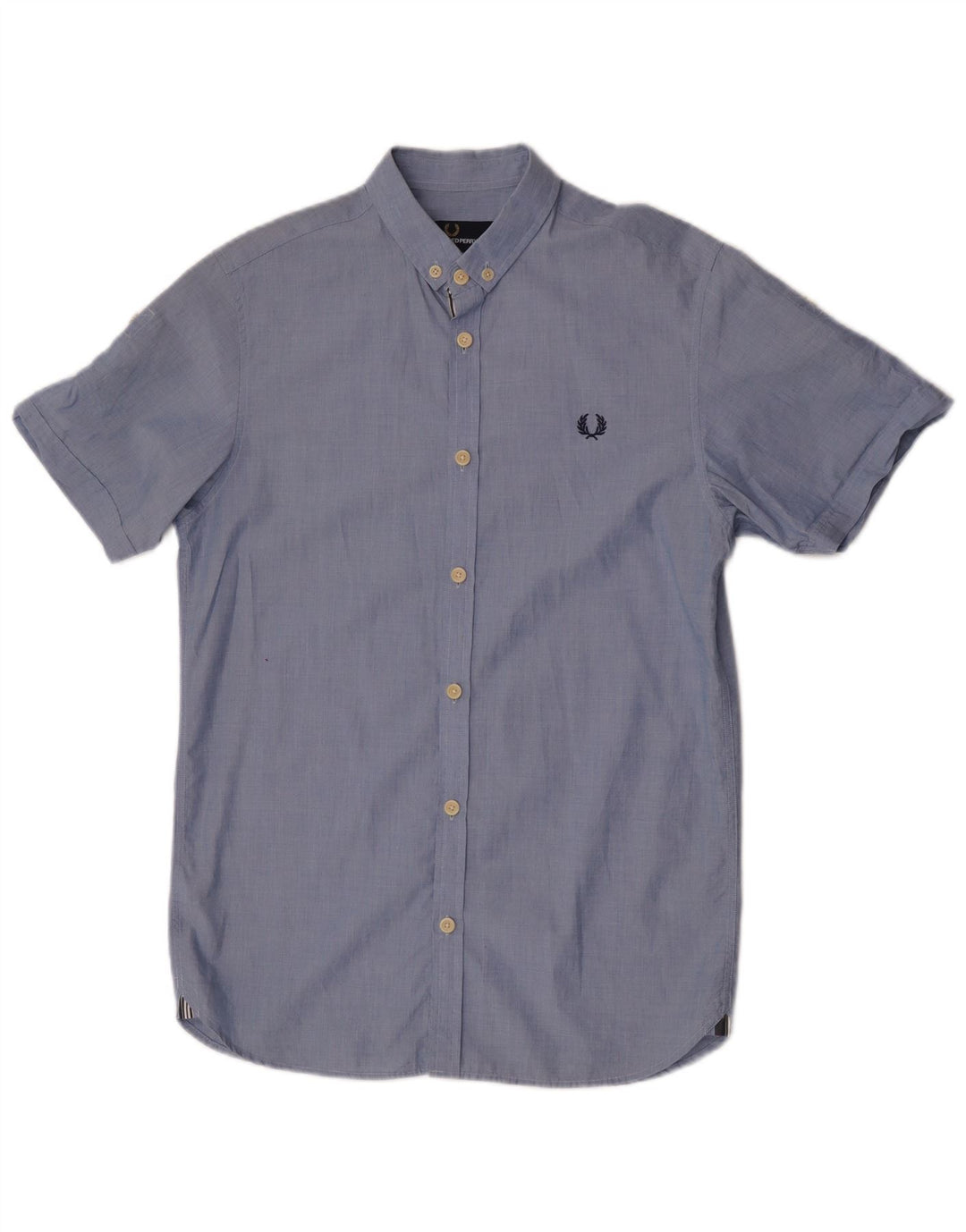 Camicia slim fit a maniche corte da uomo Fred Perry piccola in cotone blu