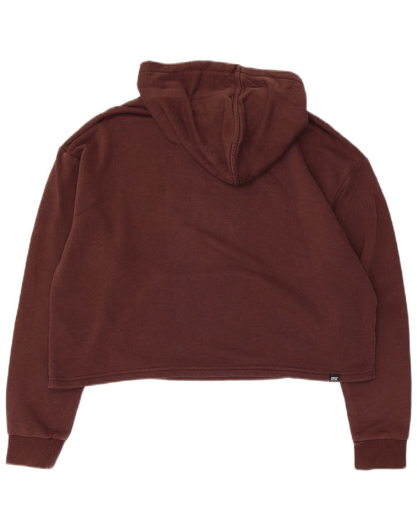 Felpa con cappuccio oversize corta da donna Puma UK 10 piccola in cotone marrone