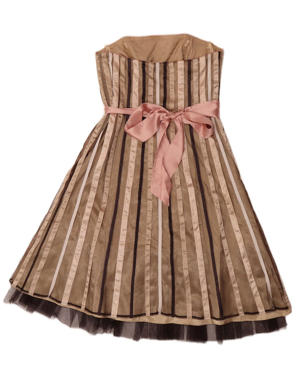 Debut Abito da donna senza spalline UK 12 Nylon a righe beige medio