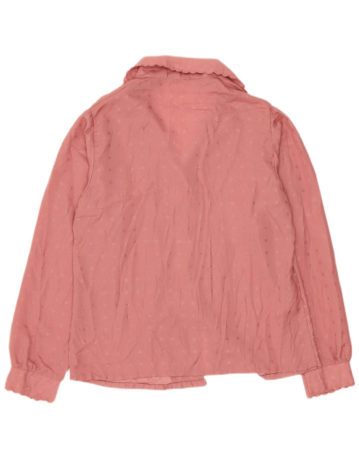 Top camicetta da donna VINTAGE UK 14 grande rosa geometrico