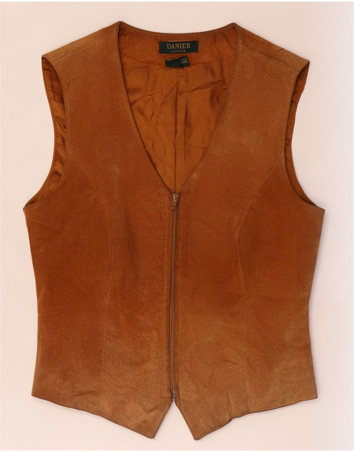 Gilet in pelle scamosciata da donna Danier UK 12/14 Pelle beige medio